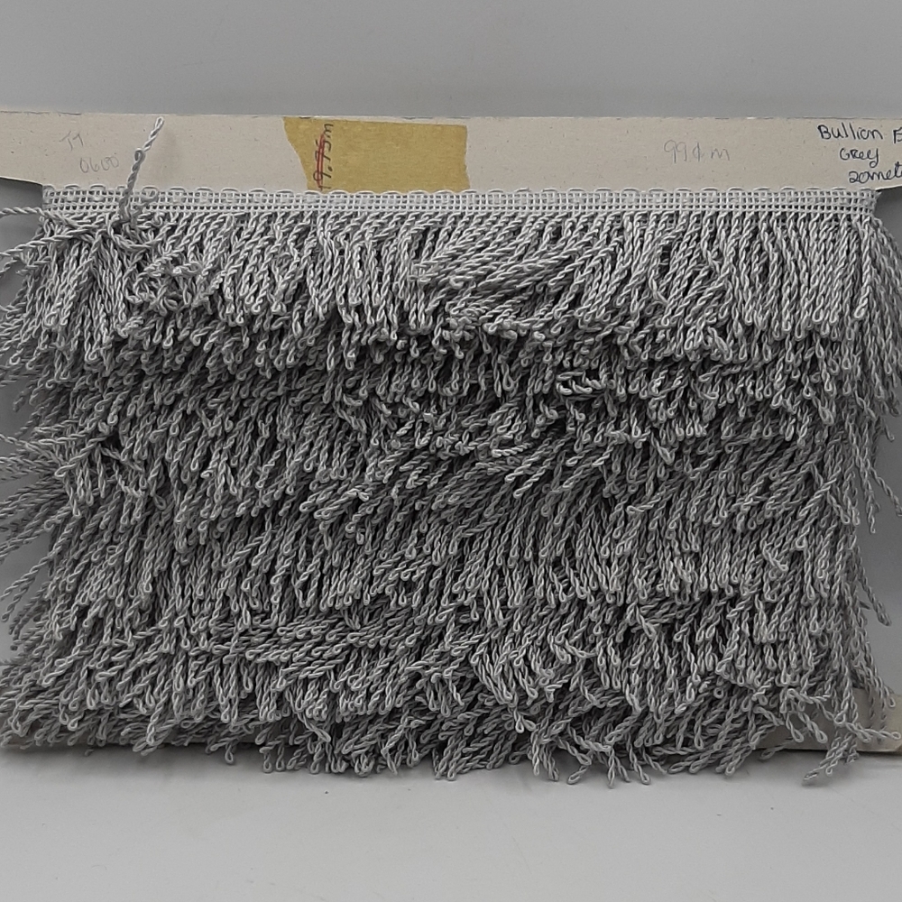 Vintage Bullion Fringe Trim Gray 16 Yards for Lampshades, Pillows, Curtains